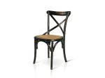 SET 6 Sedie Cross Bistrot shabby vintage legno Olmo seduta rivestita Rattan nat.