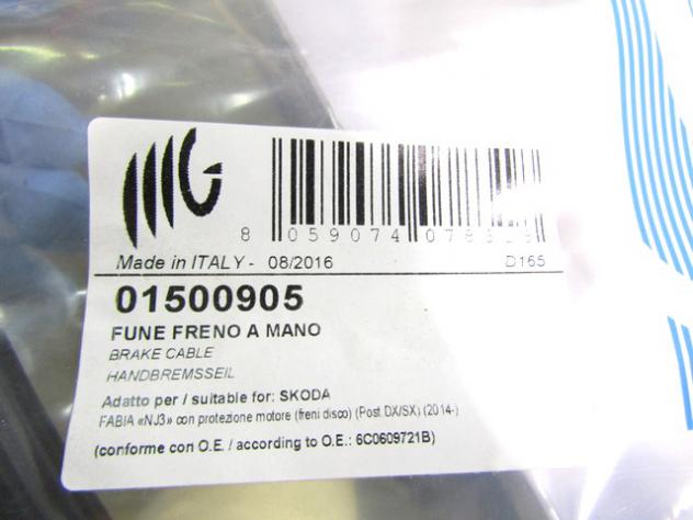01500905 CAVO CORDA FRENO A MANO DI STAZIONAMENTO RICAMBIFLEX GM SKODA FABIA 1.0 B 44 KW RICAMBIO NUOVO - Foto 2