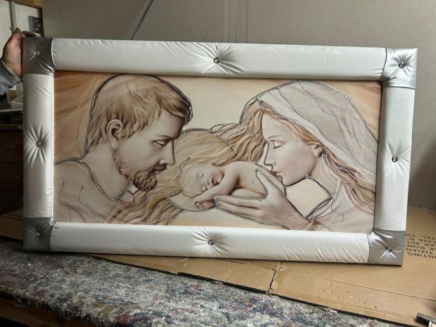 Quadro ecopelle barocco moderno sacra famiglia paesaggio frutta con spedizione - Foto 9