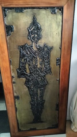 Grande quadro guerriero metallo lavorato firma SAURO 1965 - Foto 6
