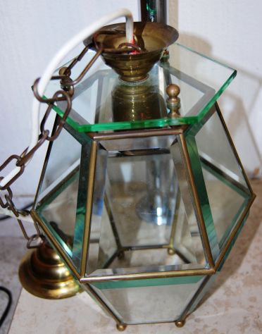lampadario vintage a lanterna esagonale cristallo - Foto 6