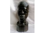 ANTICA TESTA VIRILE IN EBANO, AFRICA ORIGINALE EPOCA ANNI TRENTA.