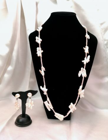 SPETTACOLARE DEMI PARURE COLLANA LUNGA + ORECCHINI PERLE DI ABALONE. - Foto 5