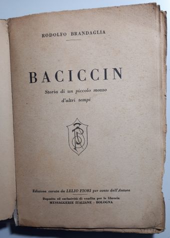 BACICCIN STORIA DI UN PICCOLO MOZZO D'ALTRI TEMPI, RODOLFO BRANDAGLIA 1938. - Foto 3