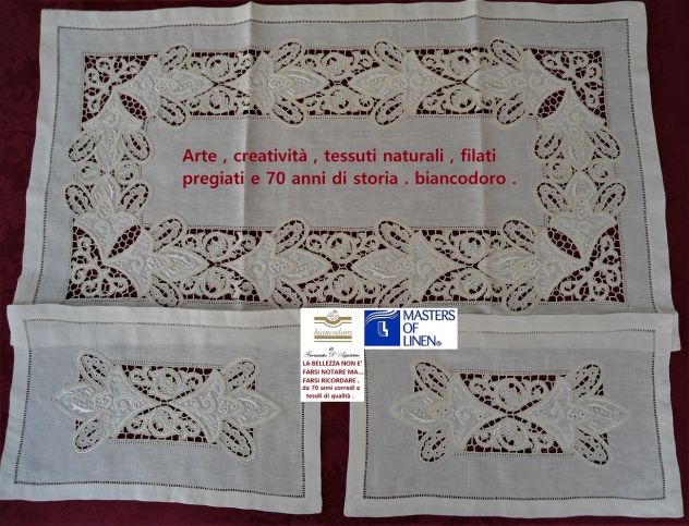centrini e complementi arredo lino ricamati a mano vari modelli - Foto 9