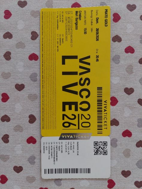 VENDO BIGLIETTO PRATO GOLD VASCO UDINE DOMENICA 28/06/2026