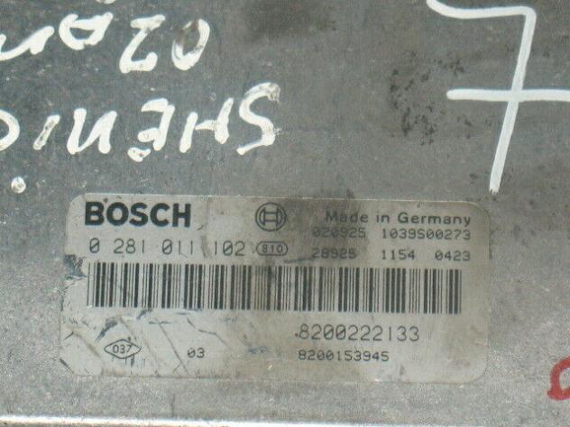 0281011102 ECU RENAULT LAGUNA 1.9 DCI BOSCH 0281011102 8200222133 - Foto 2