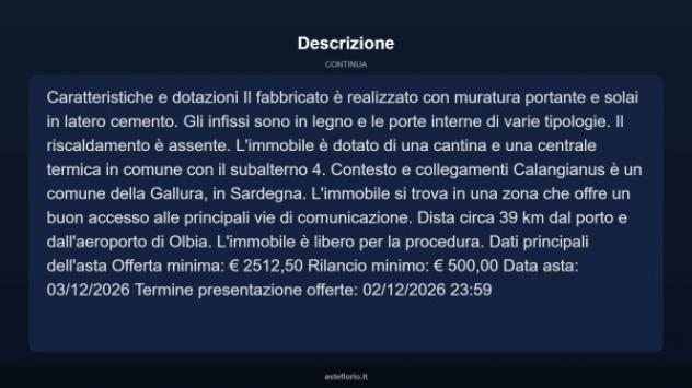 Immobile in asta di 8 m² in vendita a Calangianus - Foto 4