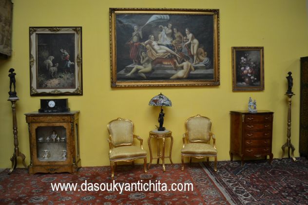 Tris di coppia di poltrone e tavolino stile Luigi XV - Foto 2