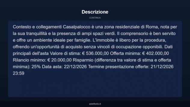 Immobile in asta di 223 m² con più di 5 locali e box auto in vendita a Roma - Foto 12