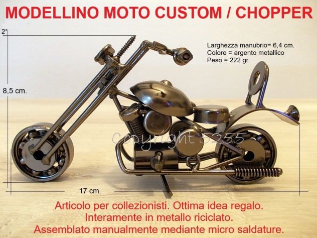 MODELLINI da COLLEZIONISMO MOTO CUSTOM CHOPPER HARLEY HD in METALLO FATTE A MANO - Foto 5