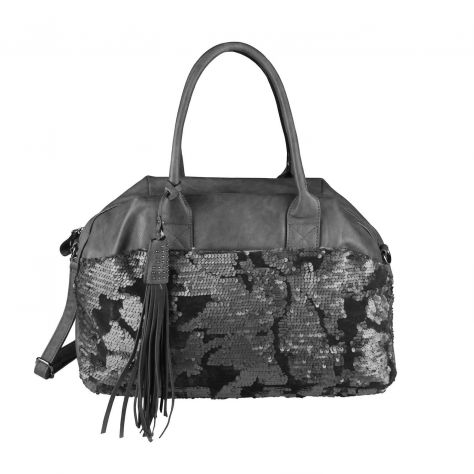 borsa grigia con paillettes