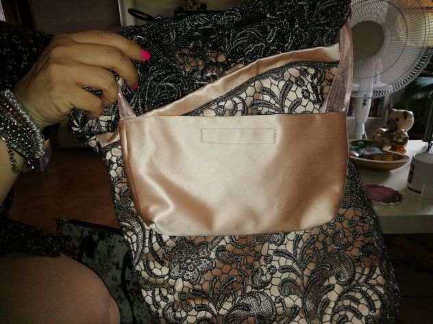Borsa a sacco donna rosa con ricami - Foto 3