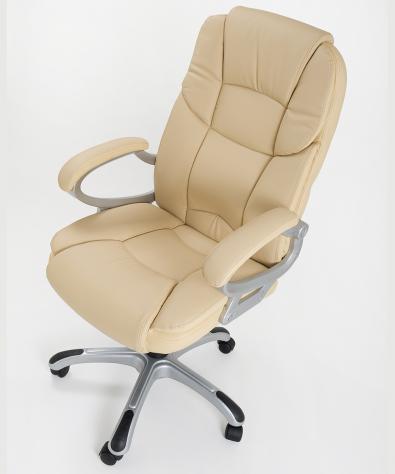 POLTRONA UFFICIO ERGONOMICA GIREVOLE IN ECOPELLE BEIGE - DIREZIONALE MODELLO SILKY - NUOVA - Foto 4