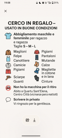 Sto cercando usato in regalo Abbigliamento Invernale/Estivo per uomo e donna
