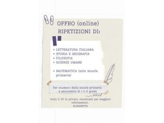 RIPETIZIONI ONLINE – MATERIE UMANISTICHE E AIUTO STUDIO