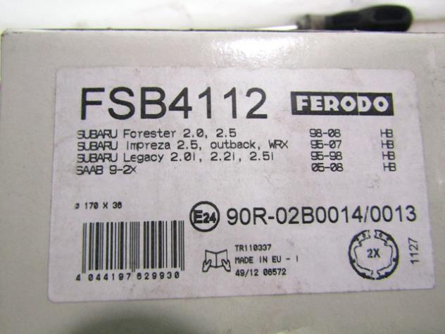 FSB4112 KIT GANASCE PER FRENI A TAMBURO POSTERIORI FERODO SUBARU IMPREZA 2.5 WRX STI AWD 206 KW RICAMBIO NUOVO - Foto 3