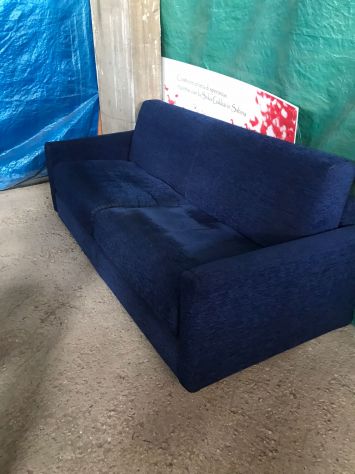 Divano letto in tessuto blu con letto a due posti compreso di materasso - Foto 2