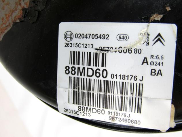 0204705492 SERVOFRENO CITROEN C3 1.4 D 50KW 5M 5P (2011) RICAMBIO USATO CON POMPA COMANDO FRENI CILINDRO MAESTRO E VASCHETTA 9672460680 - Foto 2