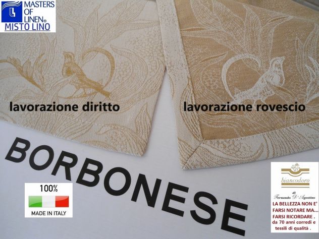 TOVAGLIA ELEGANTE BORBONESE FIANDRA LINO CM. 270 X 170 CON 12 TOV.LI - Foto 7