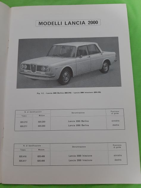 LANCIA 2000  DATI PRINCIPALI PER LE RIPARAZIONI ANNO 1972 - Foto 3