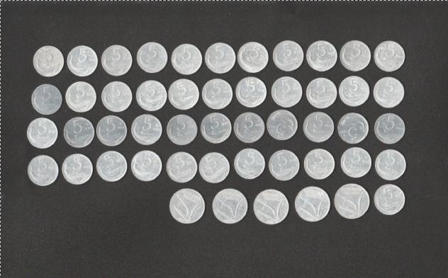 50 MONETE IN LIRE: 5 LIRE (45)-10 LIRE(5)