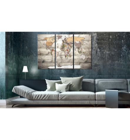 Quadro Di Sughero Mappamondo Rustico In 3 Parti Arredalacasa - Foto 2