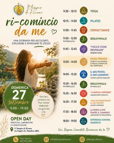 27/09 :OPEN DAY RICOMINCIO DA ME