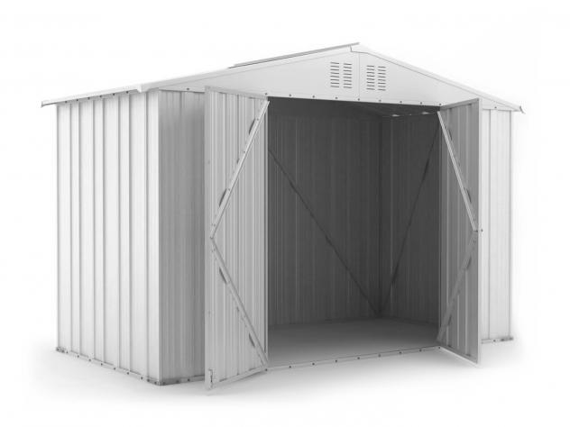Box in Acciaio Zincato Casetta da Giardino in Lamiera 3.27 x 1.55 m x h2.15 m - 114 KG - 5.06 metri quadri - BIANCO - Foto 2