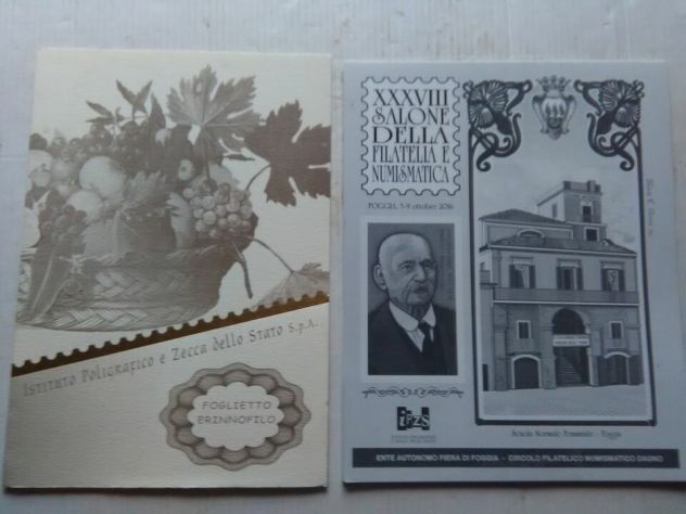 2 foglietti filatelici commemorativi di FOGGIA