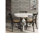 TAVOLO ROTONDO SHABBY CHIC CON GAMBA TORNITA BIANCO CON SEDIE