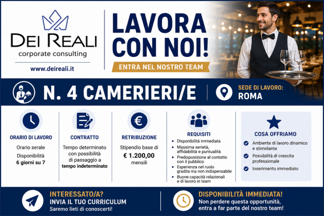 CAMERIERI/E DI SALA – ROMA - Foto 2