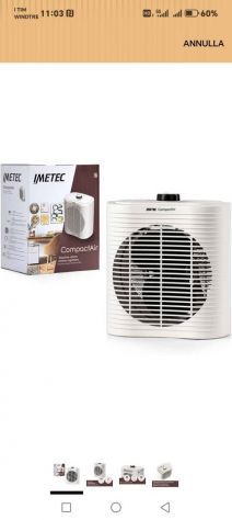 Imetec Compact Air, Termoventilatore piccolo e potente, Stufetta Elettrica, 2000