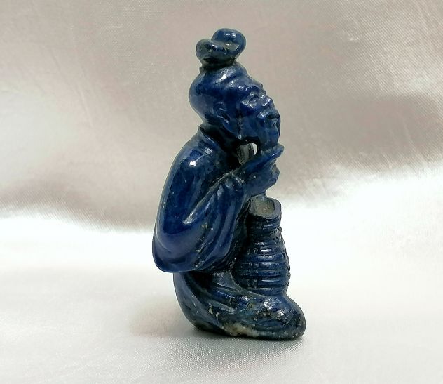 BELLISSIMA ANTICA PICCOLA SCULTURA IN AUTENTICO LAPISLAZZULO, CINA, INIZIO 1900. - Foto 3