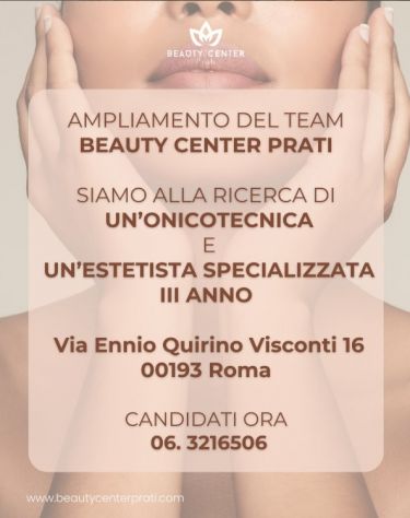 ESTETISTA specializzata III anno e ONICOTECNICA QUALIFICATA?