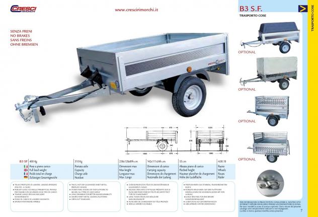 Rimorchio Cresci B3 SF 450 Kg cm142x111x34H - Foto 2