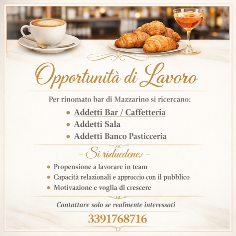 Addetto/a bar caffetteria