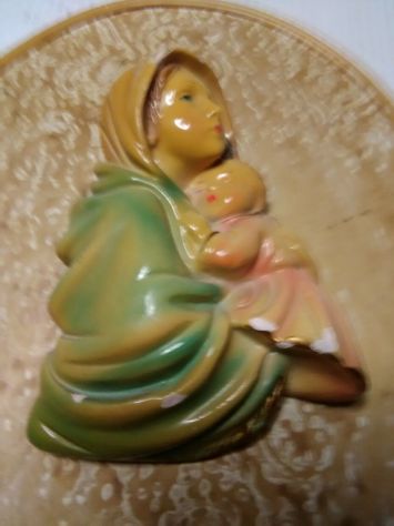 coppia quadretti vintage in legno anni 50 con statuine gesso - Foto 2