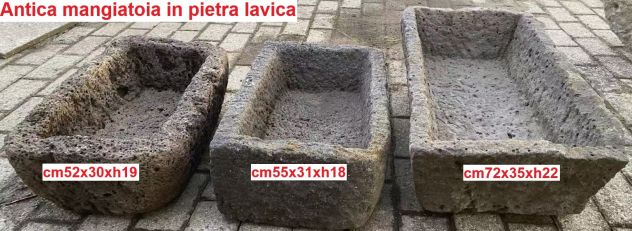Antica mangiatoia in pietra lavica – Fioriera, lavabo e arredo per giardino - Foto 4