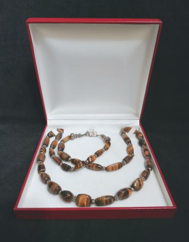 BELLISSIMA COLLANA IN AUTENTICO OCCHIO DI TIGRE, ELEMENTI E CHIUSURA ARGENTO. - Foto 7