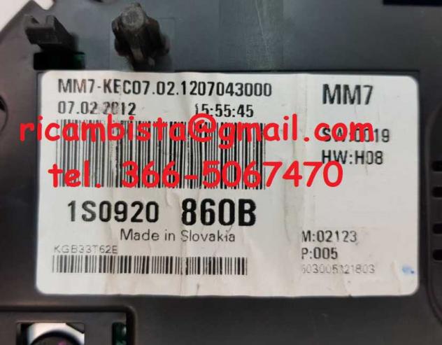 1S0920860B Volkswagen Up quadro strumenti Magneti Marelli - Foto 2