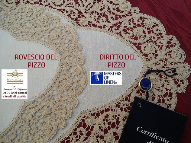 CENTRI LINO PIZZO TOMBOLO E CANTU' RICAMO A MANO COMPLETO 6 PEZZI - Foto 7
