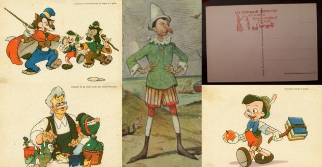 PINOCCHIO n. 3 cartoline AUTENTICHE, Editrice esclusiva S.A.I.G.A.