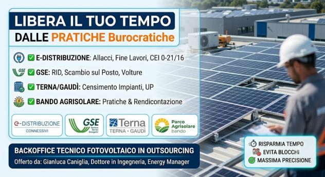 Gestione Pratiche Fotovoltaico: E-Distribuzione, GSE e Gaudi (Terna)