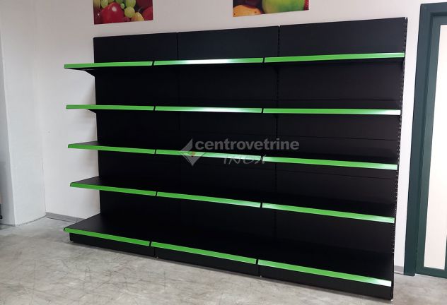 SCAFFALE IN FERRO NERO DA 303 CON PIANO BASE 40 E PIANI DA 40 - Foto 5