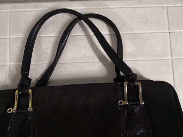 Borsa Vintage anni '70 classica in velluto e cuoio. - Foto 2