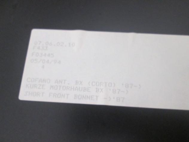 95565928 COFANO ANTERIORE 63/830 RIBHO FERRO CORTO CITROEN BX 1.7 D 5P RICAMBIO NUOVO DA VERNICIARE - Foto 5
