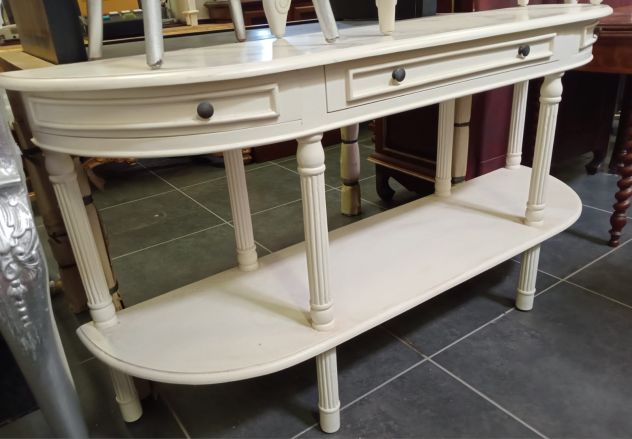 ELEGANTE CONSOLLE DI ANTIQUARIATO FRANCESE SHABBY CHIC IN TOTALE LEGNO MASSICCIO - Foto 2