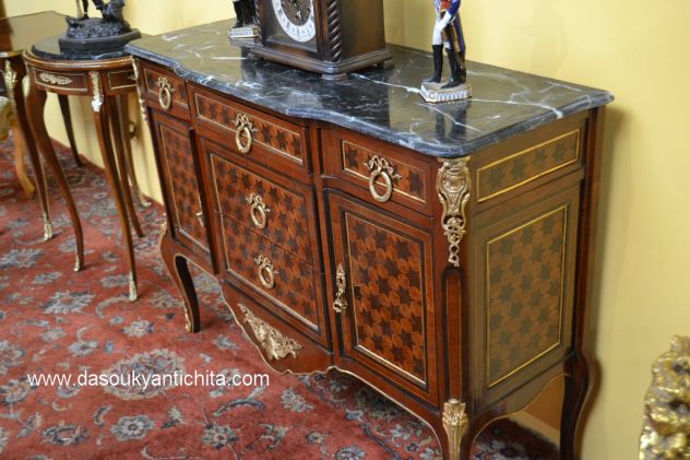 Servante stile Luigi XV transizione lastronata a marqueterie - Foto 6