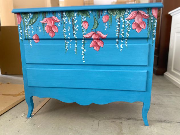 NUOVO COMO' 3 CASSETTI LACCATO E DECORATO A MANO - Foto 7